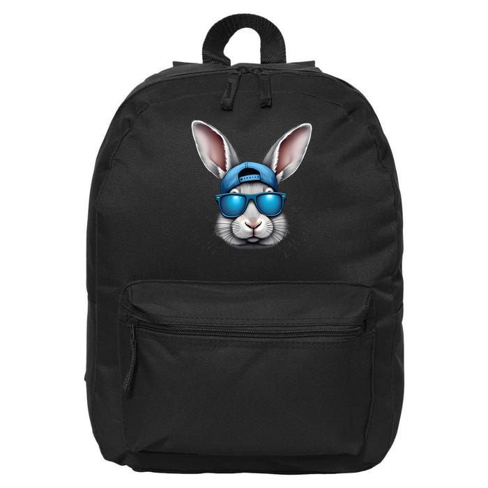 Cool Easter Day Bunny Face With Sunglasses  16 in Basic Backpack