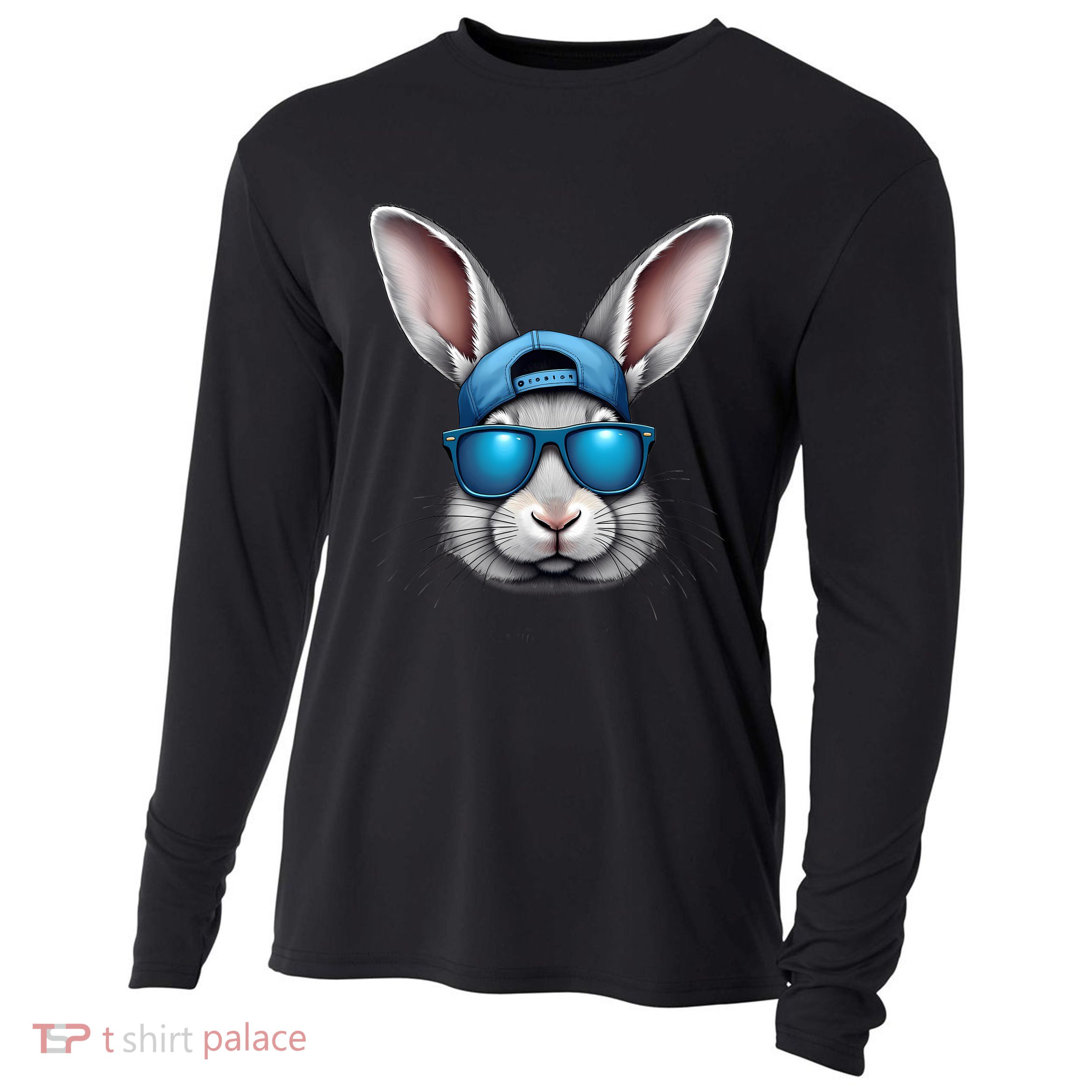 Cool Easter Day Bunny Face With Sunglasses  Cooling Performance Long Sleeve Crew