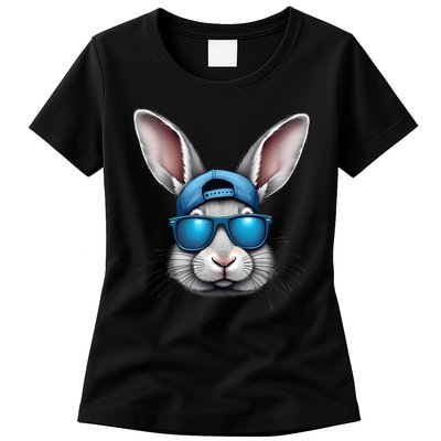 Cool Easter Day Bunny Face With Sunglasses  Womens T-Shirt