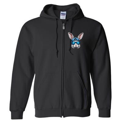 Cool Easter Day Bunny Face With Sunglasses  Full Zip Hoodie