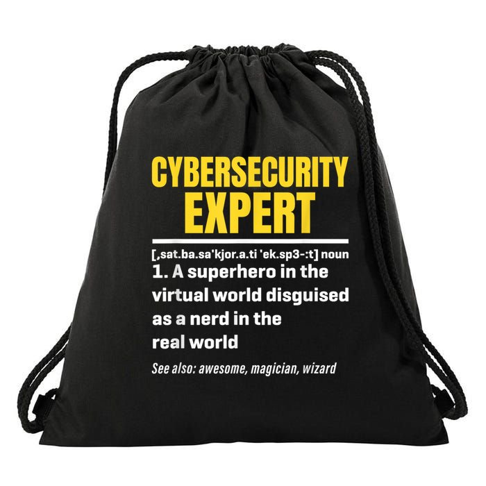 Cybersecurity Expert Definition Funny Cybersecurity Expert  Drawstring Bag