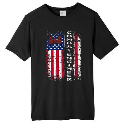 Combat Engineer Distressed American Flag U.S. Military Tall Fusion ChromaSoft Performance T-Shirt