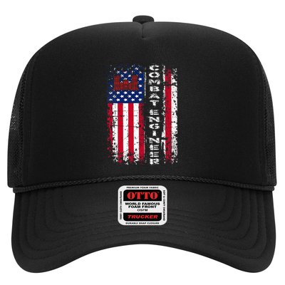 Combat Engineer Distressed American Flag U.S. Military Trucker Hat