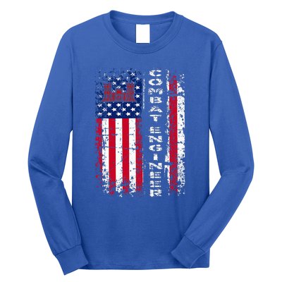 Combat Engineer Distressed American Flag U.S. Military Long Sleeve Shirt