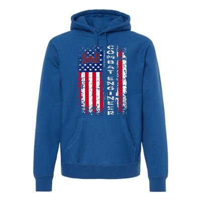 Combat Engineer Distressed American Flag U.S. Military Premium Hoodie