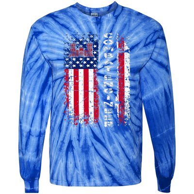 Combat Engineer Distressed American Flag U.S. Military Tie-Dye Long Sleeve Shirt