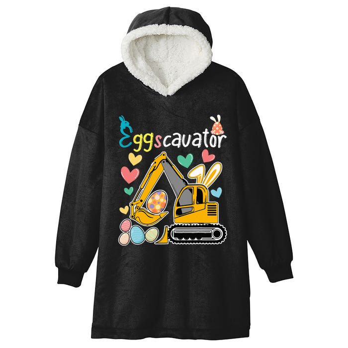 Construction Excavator Easter Day Egg Hunt Hooded Wearable Blanket