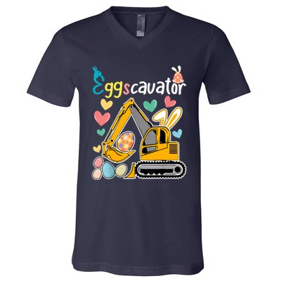 Construction Excavator Easter Day Egg Hunt Toddlers V-Neck T-Shirt