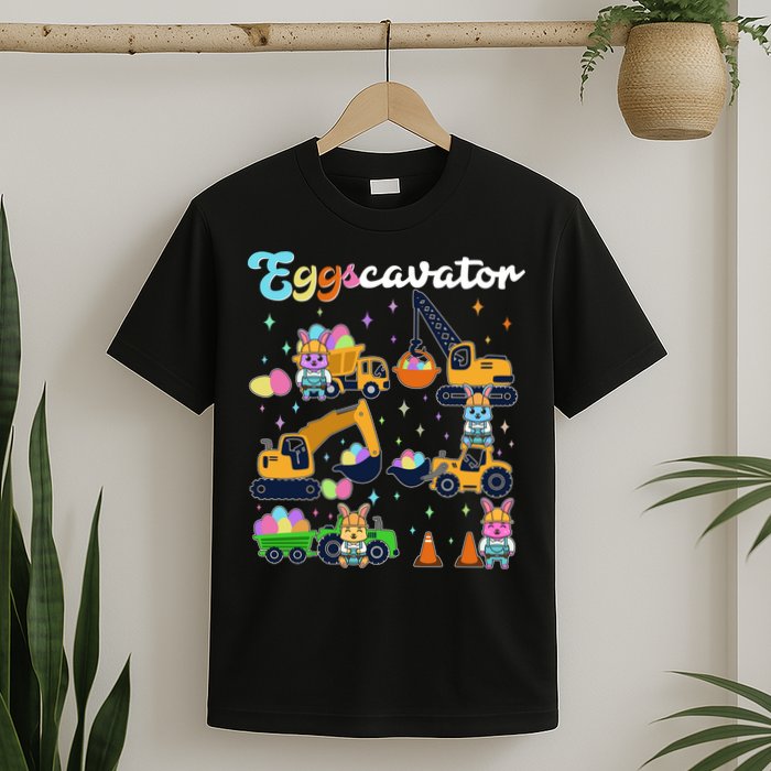Cute Easter Eggscavator Construction Bunny Rabbits T-Shirt