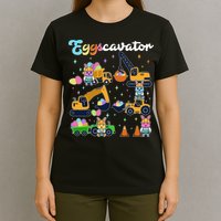 Cute Easter Eggscavator Construction Bunny Rabbits T-Shirt