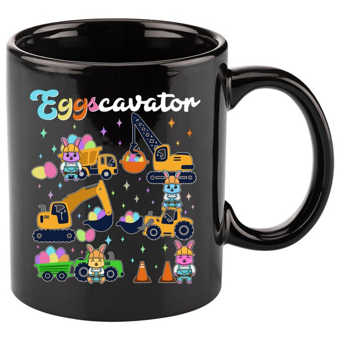 Cute Easter Eggscavator Construction Bunny Rabbits 11oz C Handle Ceramic Mug
