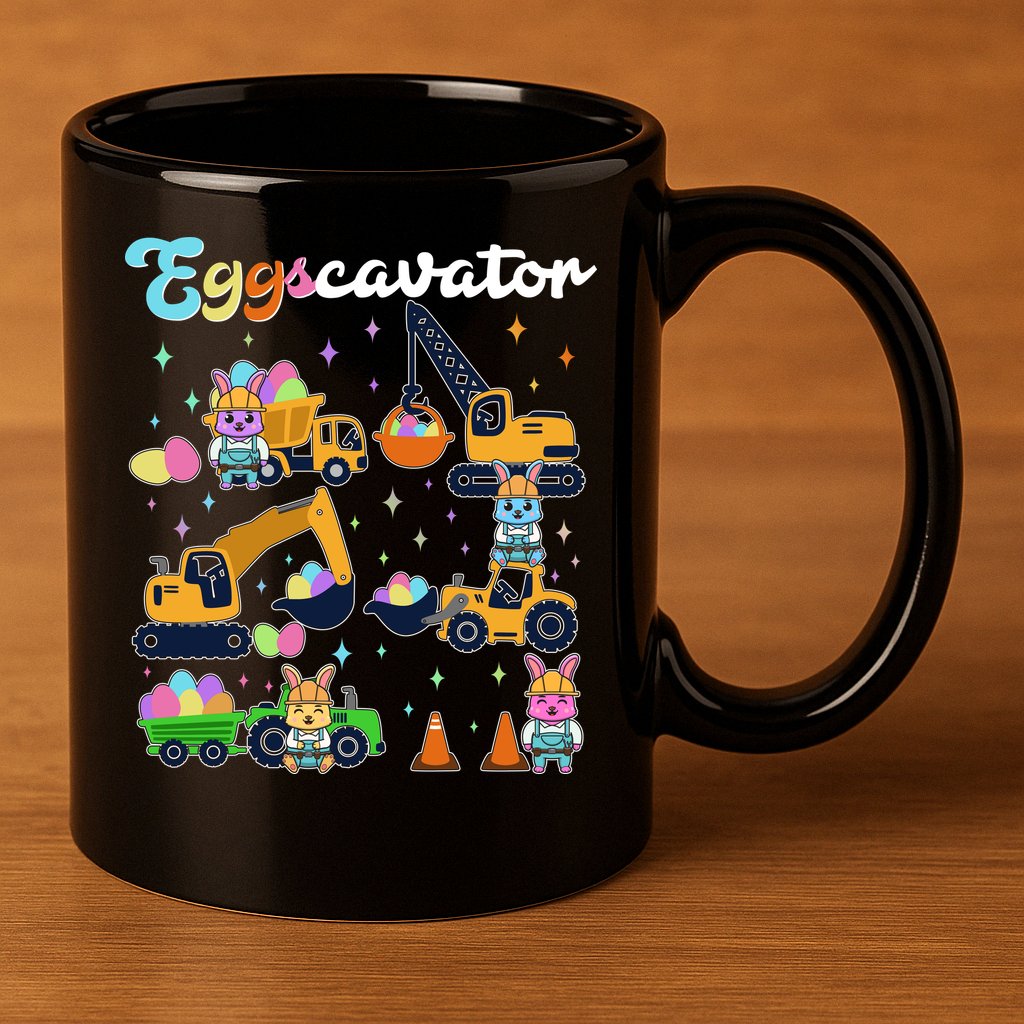 Cute Easter Eggscavator Construction Bunny Rabbits 11oz C Handle Ceramic Mug