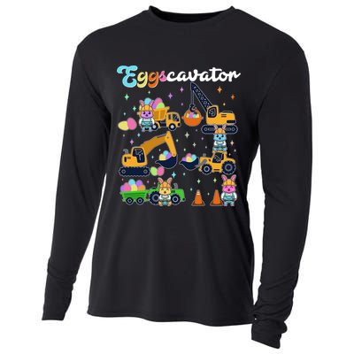 Cute Easter Eggscavator Construction Bunny Rabbits Cooling Performance Long Sleeve Crew