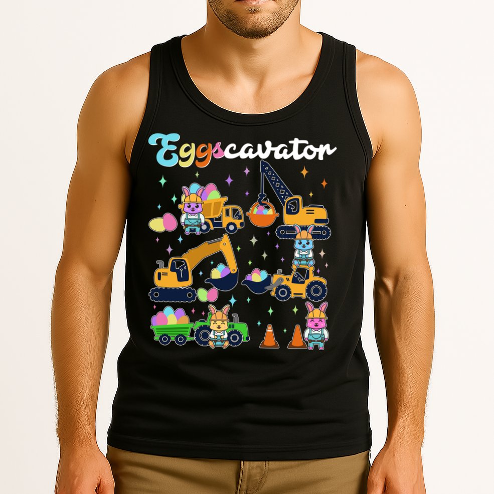 Cute Easter Eggscavator Construction Bunny Rabbits Tank Top