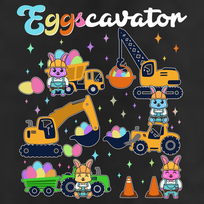 Cute Easter Eggscavator Construction Bunny Rabbits Golf Towel