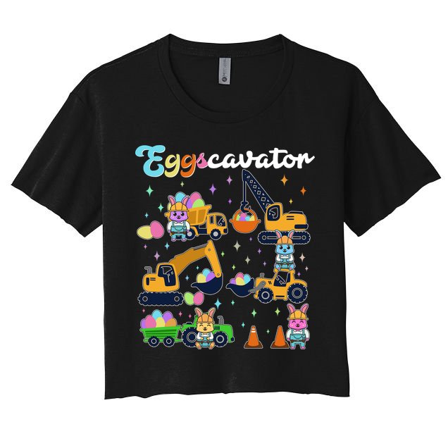 Cute Easter Eggscavator Construction Bunny Rabbits Crop Top