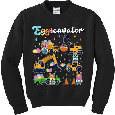 Cute Easter Eggscavator Construction Bunny Rabbits Kids Sweatshirt