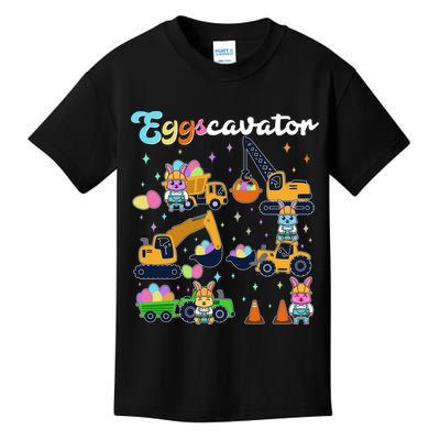Cute Easter Eggscavator Construction Bunny Rabbits Kids T-Shirt