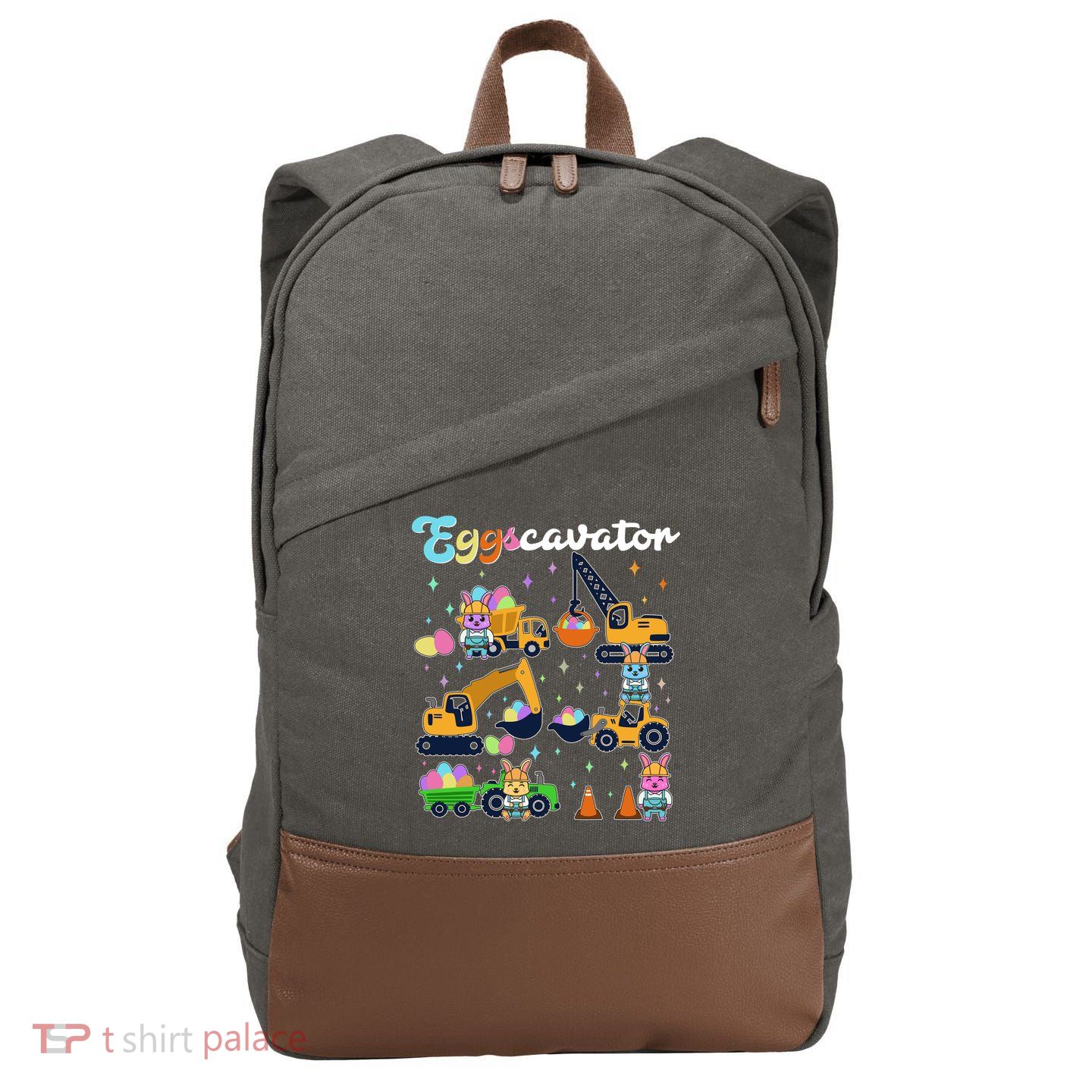 Cute Easter Eggscavator Construction Bunny Rabbits Cotton Canvas Backpack