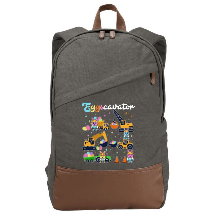 Cute Easter Eggscavator Construction Bunny Rabbits Cotton Canvas Backpack