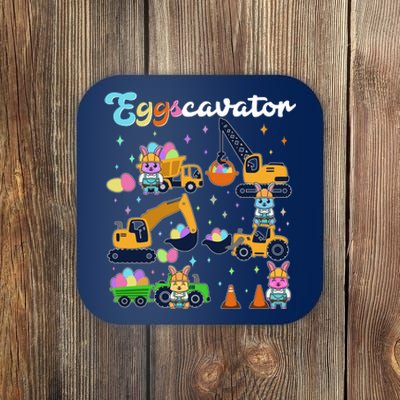 Cute Easter Eggscavator Construction Bunny Rabbits Coaster