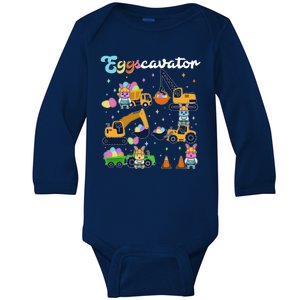 Cute Easter Eggscavator Construction Bunny Rabbits Baby Long Sleeve Bodysuit