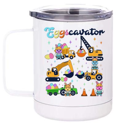 Cute Easter Eggscavator Construction Bunny Rabbits 12 oz Stainless Steel Tumbler Cup