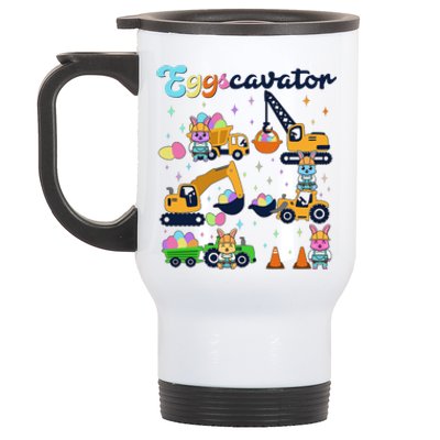 Cute Easter Eggscavator Construction Bunny Rabbits Stainless Steel Travel Mug