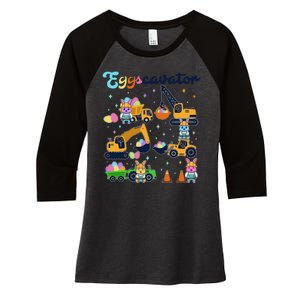 Cute Easter Eggscavator Construction Bunny Rabbits Women's Tri-Blend 3/4-Sleeve Raglan Shirt