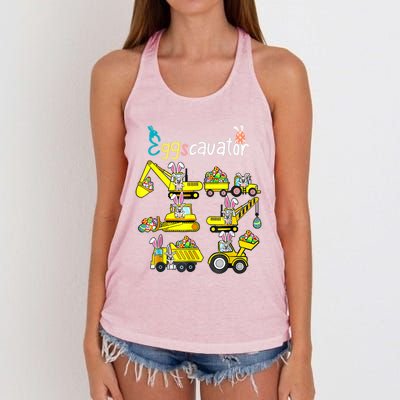 Construction Excavator Easter Day Egg Hunt Cute Gift Women's Knotted Racerback Tank