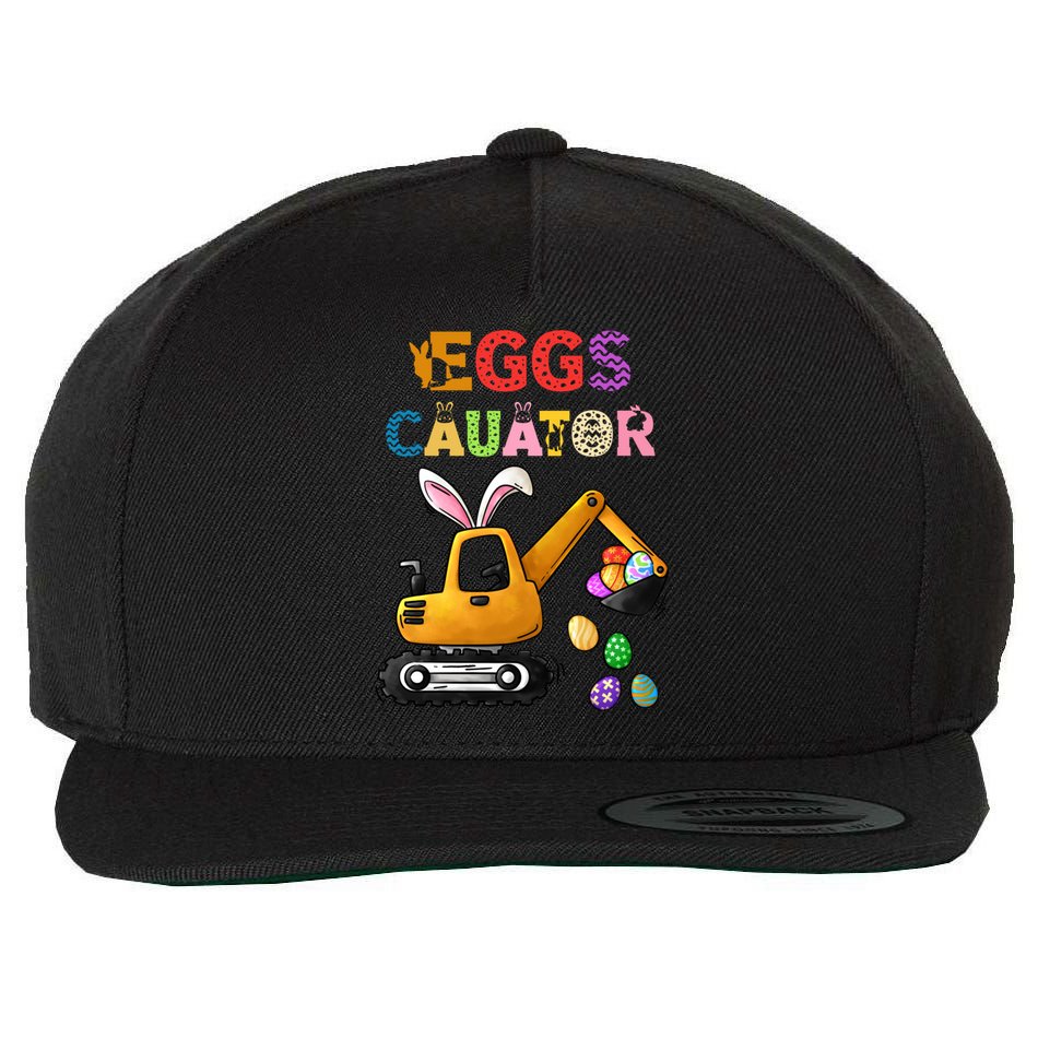 Construction Excavator Easter Day Egg Hunt Meaningful Gift Wool Snapback Cap