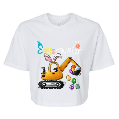 Construction Excavator Easter Day Egg Hunt Gift Bella+Canvas Jersey Crop Tee