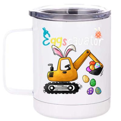 Construction Excavator Easter Day Egg Hunt Gift 12 oz Stainless Steel Tumbler Cup