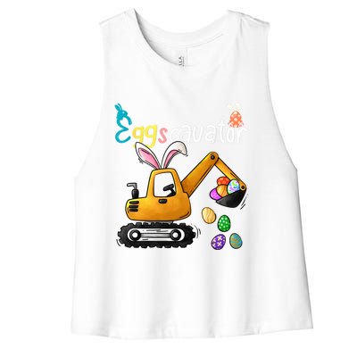 Construction Excavator Easter Day Egg Hunt Gift Women's Racerback Cropped Tank