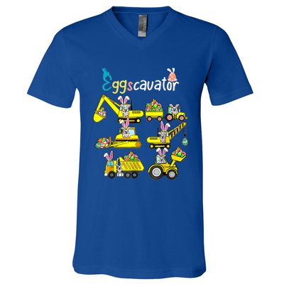 Construction Excavator Easter Day Egg Hunt Gift V-Neck T-Shirt