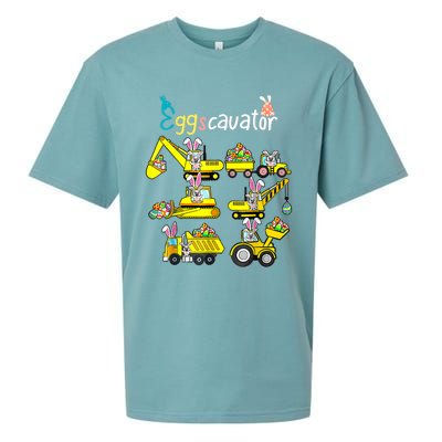 Construction Excavator Easter Day Egg Hunt Gift Sueded Cloud Jersey T-Shirt