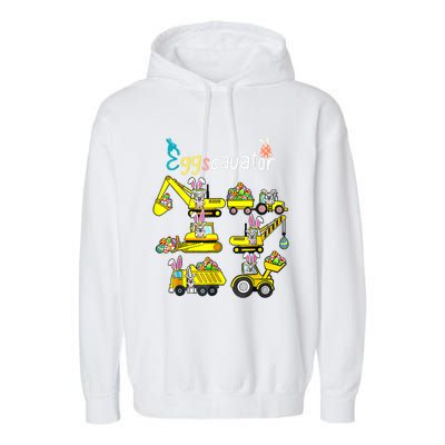 Construction Excavator Easter Day Egg Hunt Gift Garment-Dyed Fleece Hoodie