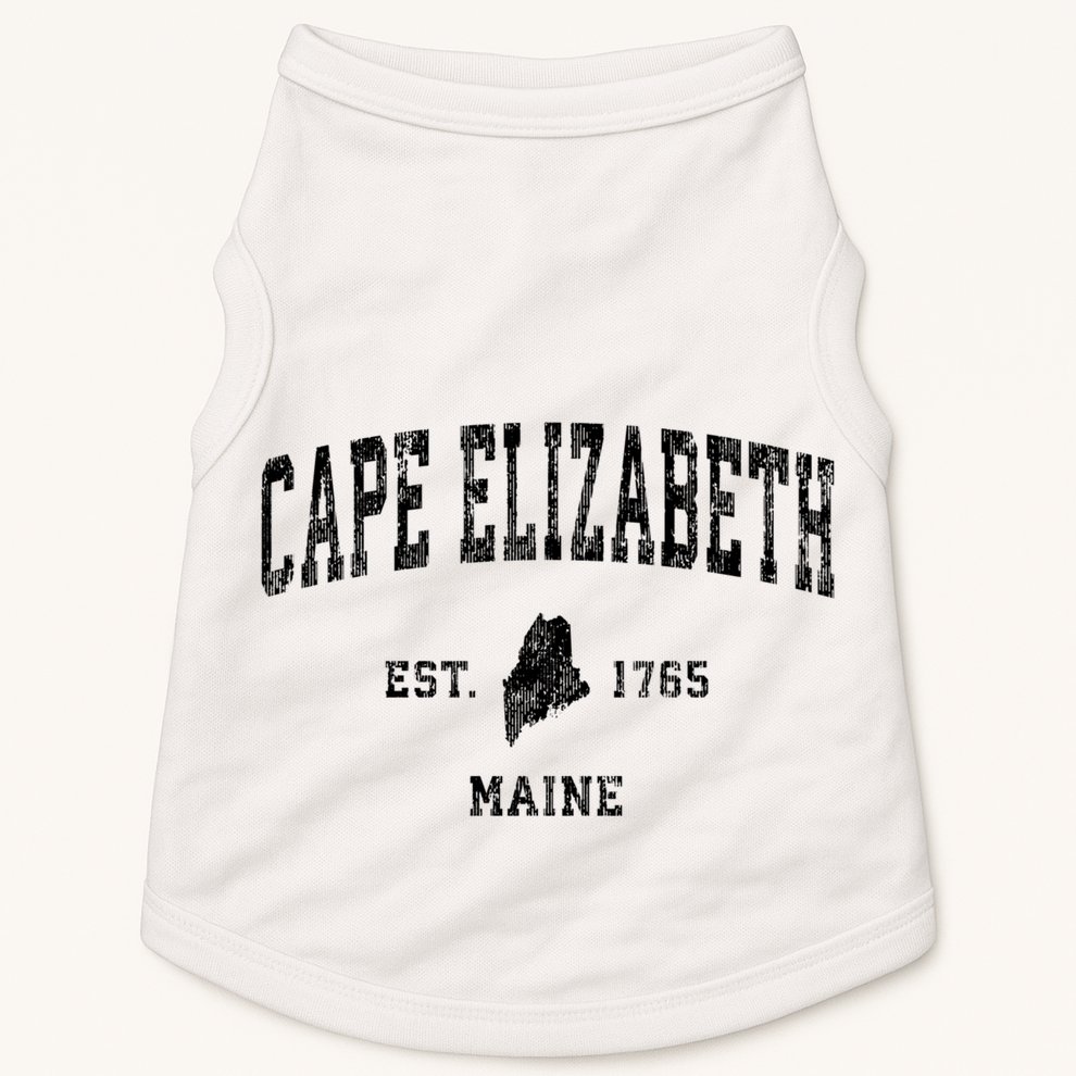 Cape Elizabeth Est 1765 Maine Me Vintage Established Athletic Sports Design Doggie Tank