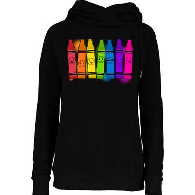 Cute Emotions Emoji Crayons Womens Funnel Neck Pullover Hood