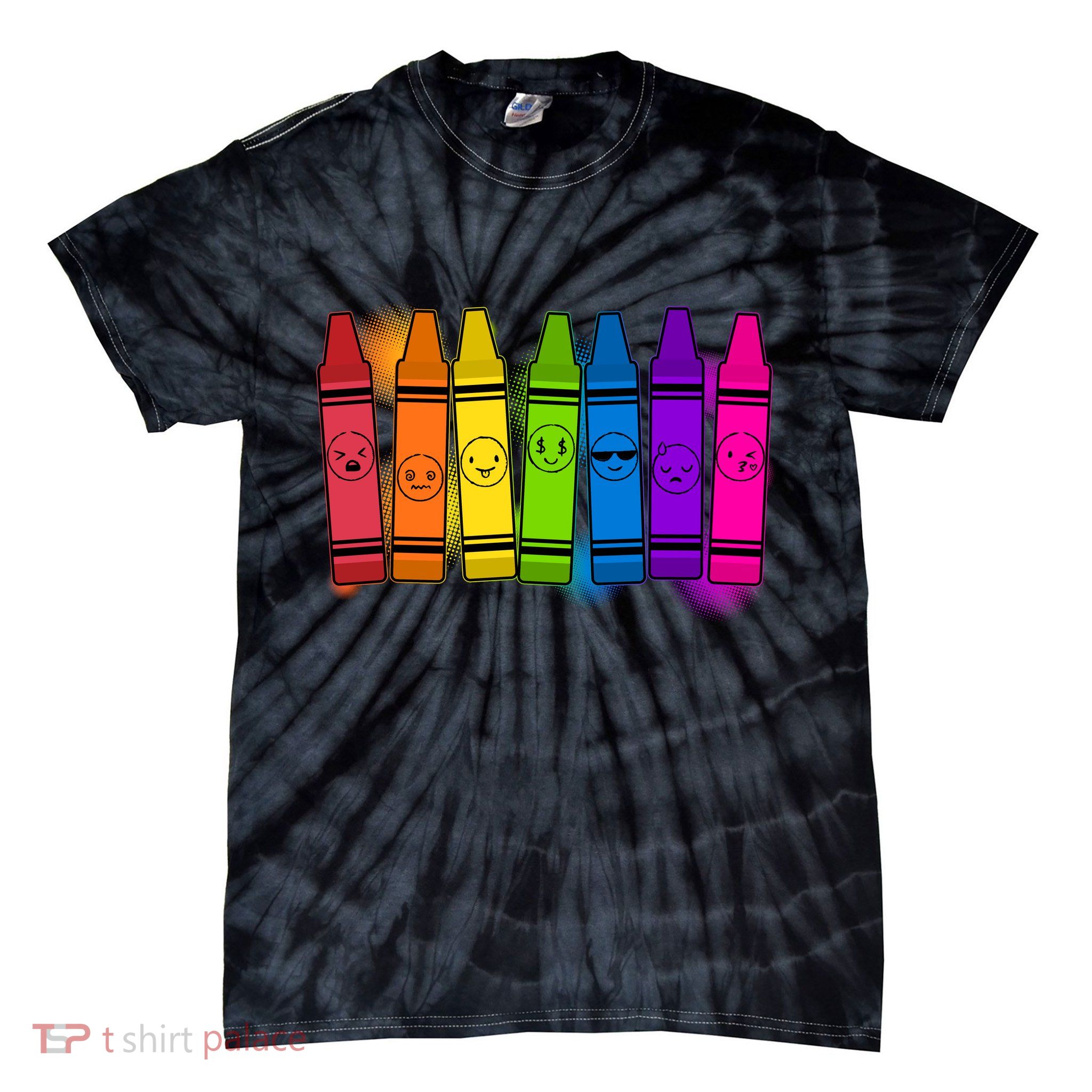 Cute Emotions Emoji Crayons Tie-Dye T-Shirt