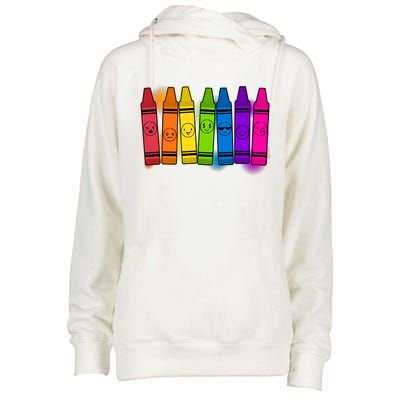 Cute Emotions Emoji Crayons Womens Funnel Neck Pullover Hood