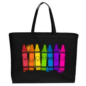 Cute Emotions Emoji Crayons Cotton Canvas Jumbo Tote