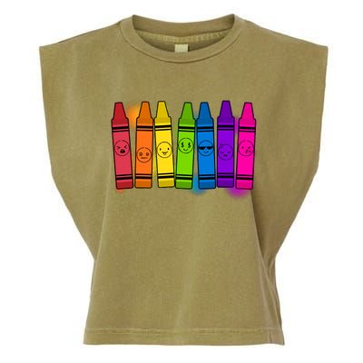 Cute Emotions Emoji Crayons Garment-Dyed Women's Muscle Tee