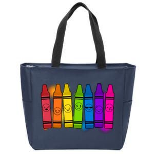 Cute Emotions Emoji Crayons Zip Tote Bag