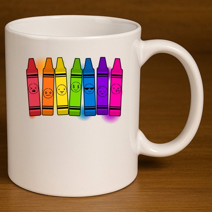 Cute Emotions Emoji Crayons 11oz C Handle Ceramic Mug