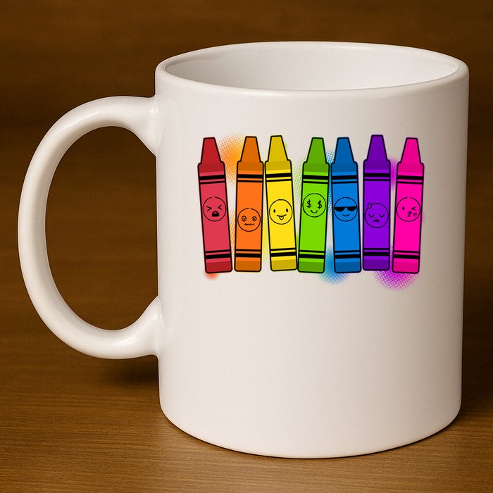 Cute Emotions Emoji Crayons 11oz C Handle Ceramic Mug