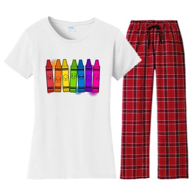 Cute Emotions Emoji Crayons Women's Flannel Pajama Set