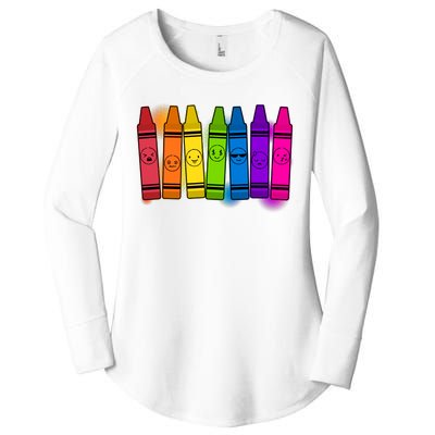 Cute Emotions Emoji Crayons Women's Perfect Tri Tunic Long Sleeve Shirt