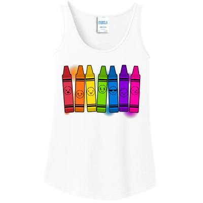 Cute Emotions Emoji Crayons Ladies Essential Tank