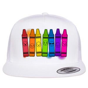 Cute Emotions Emoji Crayons Flat Bill Trucker Hat